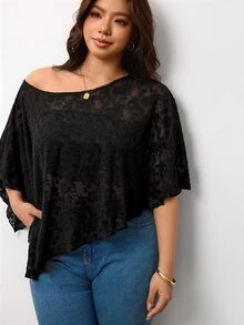 Enliva Plus-Size Women's Elegant And Sexy Lace Black To Apple,Rounded Body - Black - View 7