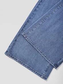 GlowEve 女款拼色細肩帶上衣與長褲休閒日常牛仔套裝 - 藍色 - 查看 4