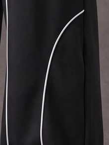 Manfinity Roghcode 男士抽繩腰寬鬆條紋休閒運動長褲 - 黑色 - 查看 3