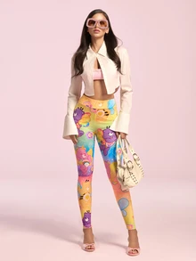SHEIN X Care Bears Damleggings med tecknat tryck och hög midja - Gul - Visa 7