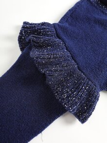 Linhara CURVE Plus Size Women's Sequin V-Neck Knit Cardigan - Royal Blue - View 9
