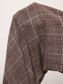 Enliva Plus Size Elastic Waist Plaid Straight Leg Loose Pants Compatible With Apple Body Round Body - Brown - View 7