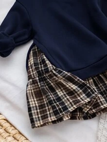 SHEIN 少女復古時尚百搭休閒日常穿搭 秋冬款，適合外出、校園 - 藍色 - 查看 2