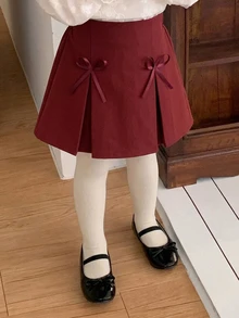 Dazy Kids Young Girl Pleated Skirt For Fall - Burgundy - View 5