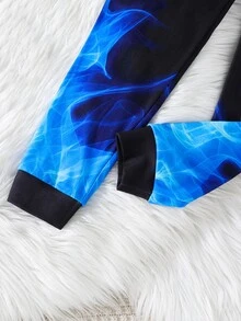 SHEIN 青少年男孩發光火焰印花長袖上衣與長褲睡衣套裝 - 彩色 - 查看 5
