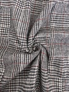 Easowa Curve Plus Size Elegant Plaid Pocket Dress, Preppy Style - Coffee Brown - View 3