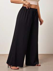 Enliva Plus-Size Women's Black Suit Pants, Suitable For Commuting Apple,Rounded Body - Black - View 5