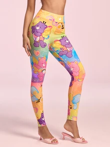 SHEIN X Care Bears Damleggings med tecknat tryck och hög midja - Gul - Visa 5