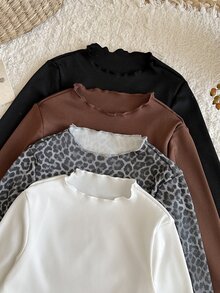SHEIN 4PCS Young Girls T-Shirts Kids - Multicolor - View 6
