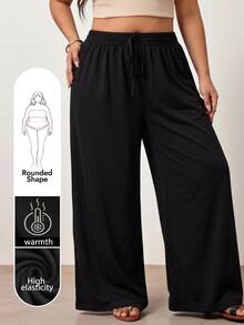 Enliva Plus-Size Women's Black Suit Pants, Suitable For Commuting Apple,Rounded Body - Black - View 1