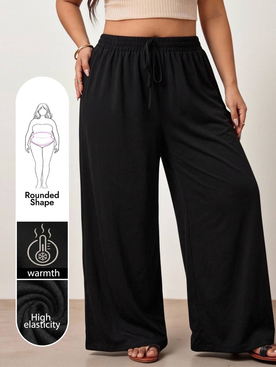 Enliva Plus-Size Women's Black Suit Pants, Suitable For Commuting Apple,Rounded Body - Black - View 1