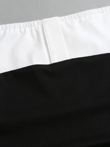 Sweetra Women's Off-Shoulder Bow Decor Fashion Short Dress - Black and White - View 4