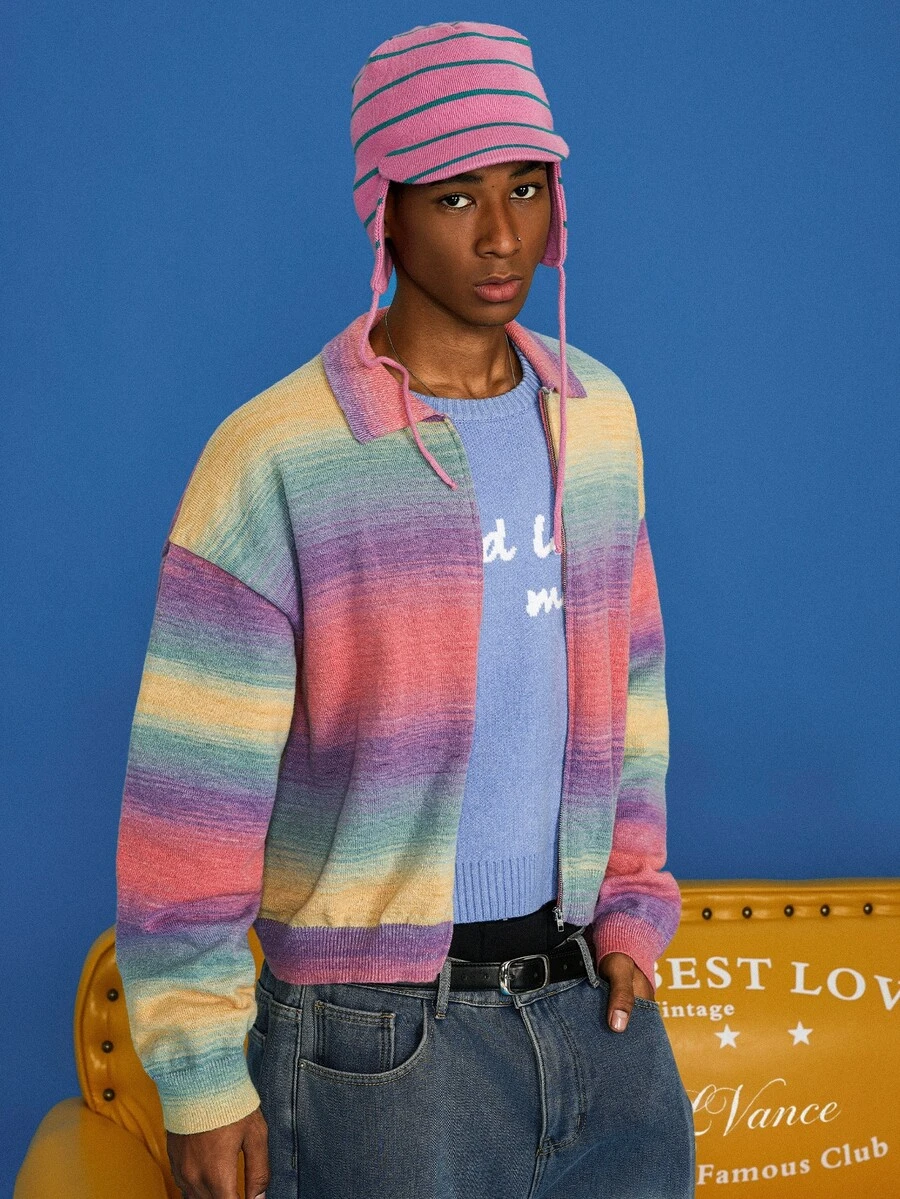 STEELVANCE Men's Tie-Dye Casual Daily Wear Long Sleeve Cardigan - Multicolor - View 1