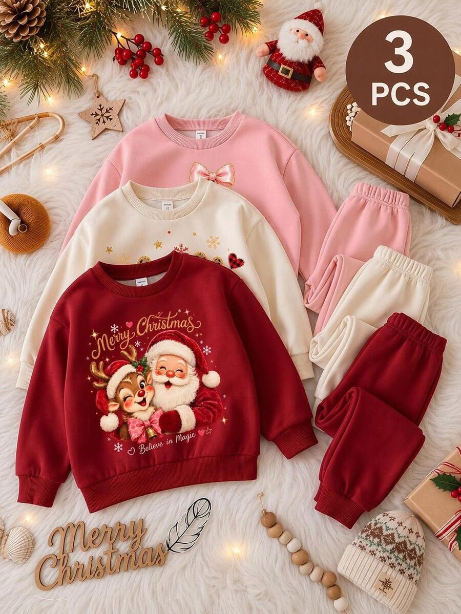 3PCS Baby Girls Sweatshirts - Multicolor - View 1