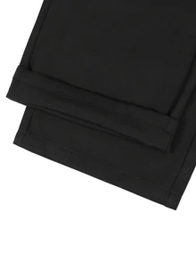 SLATEMANN Men's Solid Color Pleated Waist Buckle Design Business Casual Dress Pants - Black - View 6