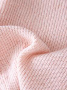 SHEIN Girls' Soft Thick Yarn Cable Knit Round Neck Sweater, Raglan Sleeve Loose Casual Knit Top For Autumn/Winter - Baby Pink - View 7