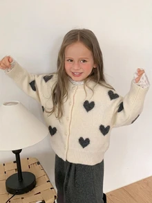 Hapijoa Young Girl Fall Clothes Young Girl) Patchwork Contrast Color Ruffle Trim Fitted Long Sleeve Round Neck Drawstring Tie Casual Cardigan - White - View 8