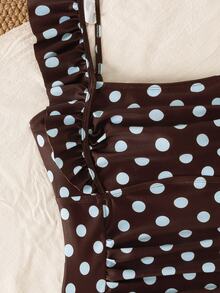 Swim Mod Spring/Summer New Women's One-Piece Polka Dot Swimsuit For Beach Vacation - Brown - View 5