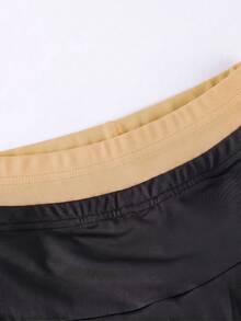 SHEIN 青少年女孩緊身褲，休閒制服風可愛優雅 2 合 1 裙褲，附蝴蝶結圖案，適合春、秋、夏，適合學校穿著，灰色黑色 - 彩色 - 查看 7