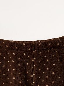 SHEIN 青少年女孩寬鬆休閒百搭抽繩口袋寬腿運動長褲 米色格紋紋理冬季長褲 - 彩色 - 查看 8