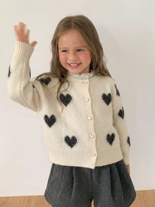 Hapijoa Young Girl Fall Clothes Young Girl) Patchwork Contrast Color Ruffle Trim Fitted Long Sleeve Round Neck Drawstring Tie Casual Cardigan - White - View 4
