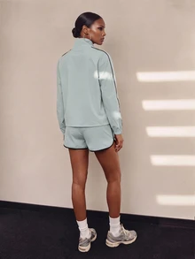Zivah Women's Colorblock Long Sleeve Top And Shorts Casual Daily Sportswear Set - Blue - View 10