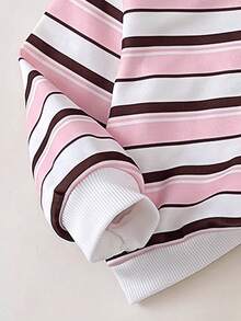 SHEIN 女嬰條紋 Polo 領長袖運動衫與長褲休閒套裝 - 彩色 - 查看 6