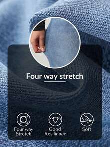 SHEIN Essnce Winter Street Plus Size Pocket Button Denim Light Blue Daily Wear Wide Leg Jeans - Light Wash - View 8