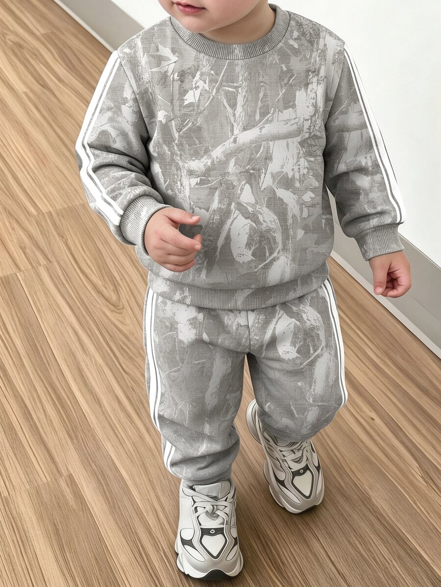 Infant Round Neck Casual Kids Comfortable Autumn Winter Outfit - Multicolor - View 1
