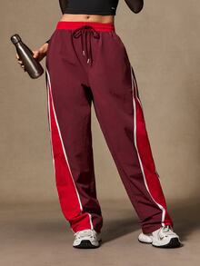 VARSIVA Striped Colorblock Drawstring Waist Sports Pants - Multicolor - View 5