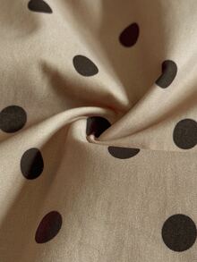 Maweii Plus Size Fashion Button Long Sleeve Polka Dot Shirt - Khaki - View 7