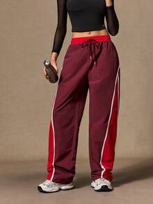 VARSIVA Striped Colorblock Drawstring Waist Sports Pants - Multicolor - View 6