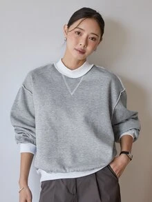 Dazy-Less Women's Colorblock Long Sleeve Versatile Streetwear Sweatshirt - Grey - View 6