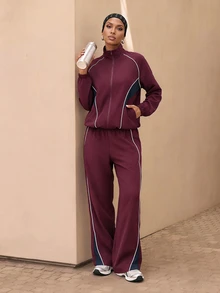 Zivah Women's Long Sleeve Zip-Up Jacket And Pants Casual Sports Set - Multicolor - View 5