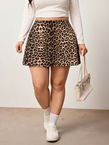 Enliva Plus-Size Women's Leopard Print High-Waisted Skirt, Retro And Elegant Apple,Rounded Body - Multicolor - View 6