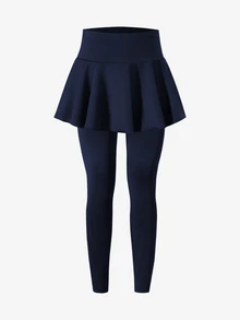 SHEIN 少女緊身褲，休閒制服風可愛優雅 2 合 1 裙褲，附蝴蝶結圖案，適合春夏秋季，適合學校穿著，灰色黑色 - 彩色 - 查看 6