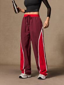 VARSIVA Striped Colorblock Drawstring Waist Sports Pants - Multicolor - View 2