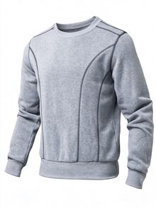 Gym Rark Men's Striped Crew Neck Long Sleeve Sports Sweatshirt - Grey - View 4