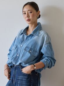 Dazy-Less Women's Single-Breasted Casual Daily Long Sleeve Denim Top - Blue - View 6