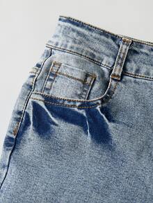 SHEIN Boys' Fashion Streetwear Cool Personalized Distressed Ripped Light Blue Washed Long Pants Suitable For Campus Daily Wear - Light Wash - View 4