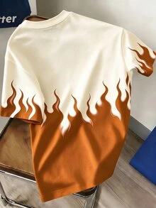 Daypath Men's Flame Pattern Casual Daily Short Sleeve T-Shirt - Orange - View 2