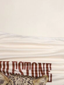 Tween女孩豹紋印花不對稱領長袖修身針織上衣與純黑色喇叭褲2件套，適合休閒日常穿著 - 卡其色 - 查看 4