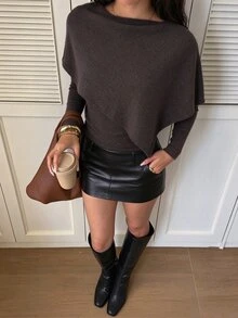 SHEIN SunnyBelle 2PCS Women Sweater Co-Ords - Brown - View 4