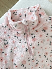 女童休閒日常百搭舒適毛絨小碎花秋季衛衣 - 淺粉色 - 查看 4