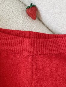 SHEIN 女嬰粉色秋季可愛仙女風家庭套裝生日蝴蝶結針織毛衣褲子套裝，2件式時尚百搭休閒保暖淺粉色套裝 - 紅白色 - 查看 6