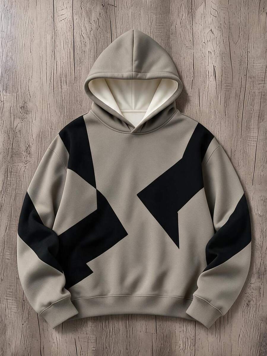 Daypath Men's Minimalist Geometric Color Block Contrast Hoodie ...