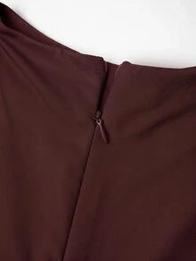SHEIN Clasi 大尺碼女款純色立領上衣與花卉印花裙休閒日常兩件套 沙烏地阿拉伯國慶日 - 酒紅色 - 查看 6
