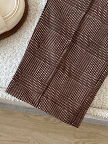SHEIN 3pcs Young Girl Classy Buttoned Vest Turtleneck Long Sleeve Knit Top Wide Leg Pants Outfit Back To School Homecoming Party Fall Style Fall Outfits - Apricot - View 5