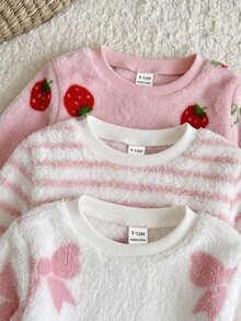 SHEIN Bộ 6 món áo nỉ lông giả họa tiết dễ thương dệt kim và quần dài cho bé gái mùa thu đông - Nhiều màu - Xem 3