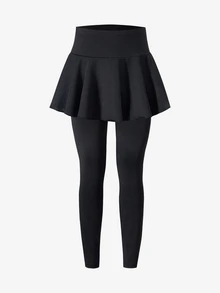 SHEIN 少女緊身褲，休閒制服風可愛優雅 2 合 1 裙褲，附蝴蝶結圖案，適合春夏秋季，適合學校穿著，灰色黑色 - 彩色 - 查看 5